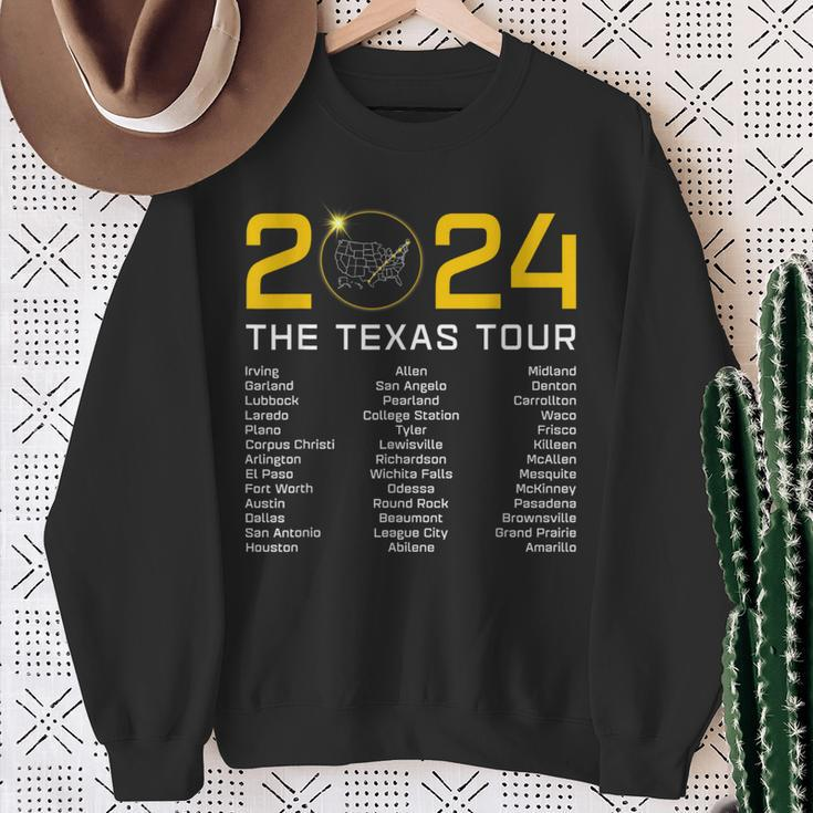 Total Solar Eclipse 2024 The Texas Tour Totality Path Sweatshirt Gifts for Old Women