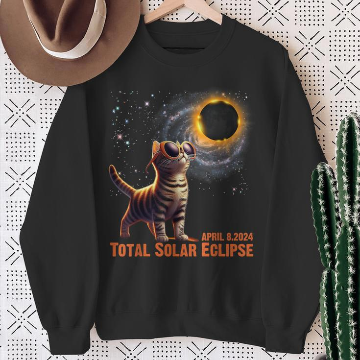 Total Solar Eclipse 2024 Tour Of America 040824 Cat Lover Sweatshirt Gifts for Old Women