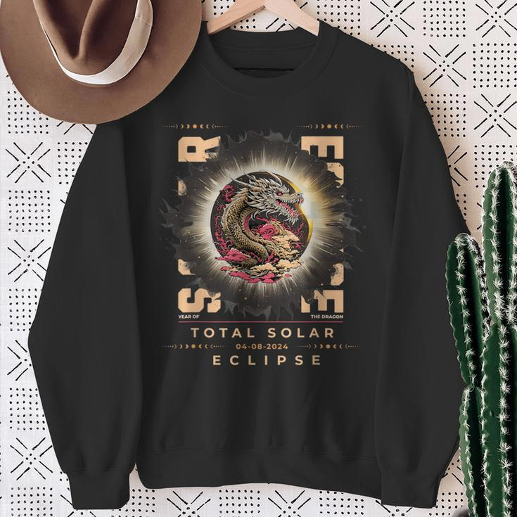 Total Solar Eclipse 2024 In The Year Of The Dragon Sweatshirt Gifts for Old Women