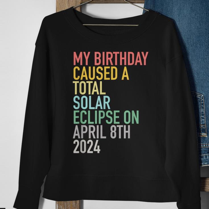 Total Solar Eclipse 4-8-2024 April 8Th Birthday Astrology Sweatshirt Gifts for Old Women