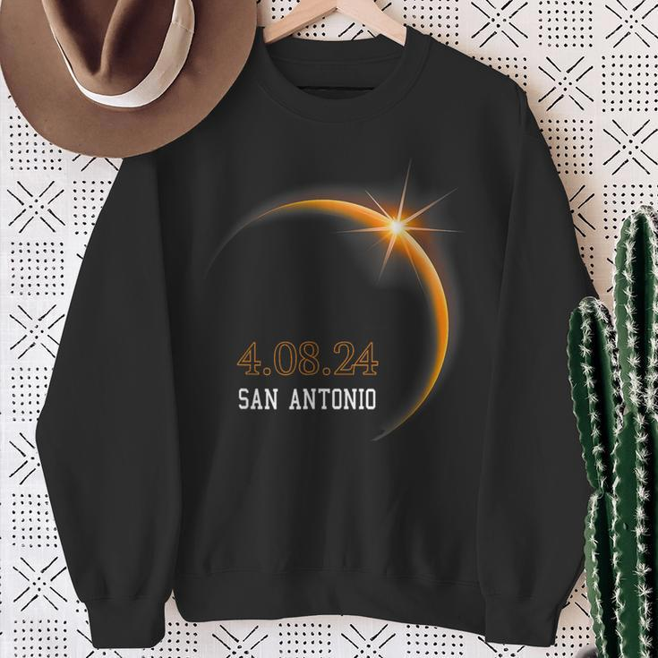 Total Solar Eclipse 4082024 San Antonio Texas Sweatshirt Gifts for Old Women