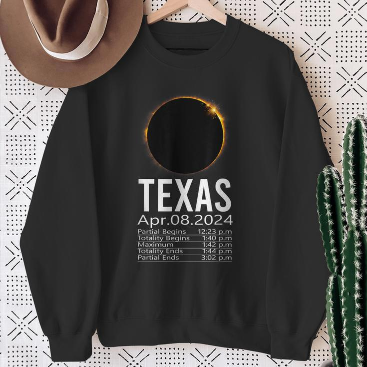 Total Solar Eclipse Apr 8 2024 Totality Texas Schedule Time Sweatshirt Gifts for Old Women