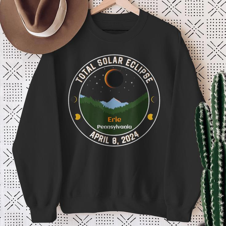 Total Solar Eclipse April 8 2024 Erie Pennsylvania Memorial Sweatshirt Gifts for Old Women
