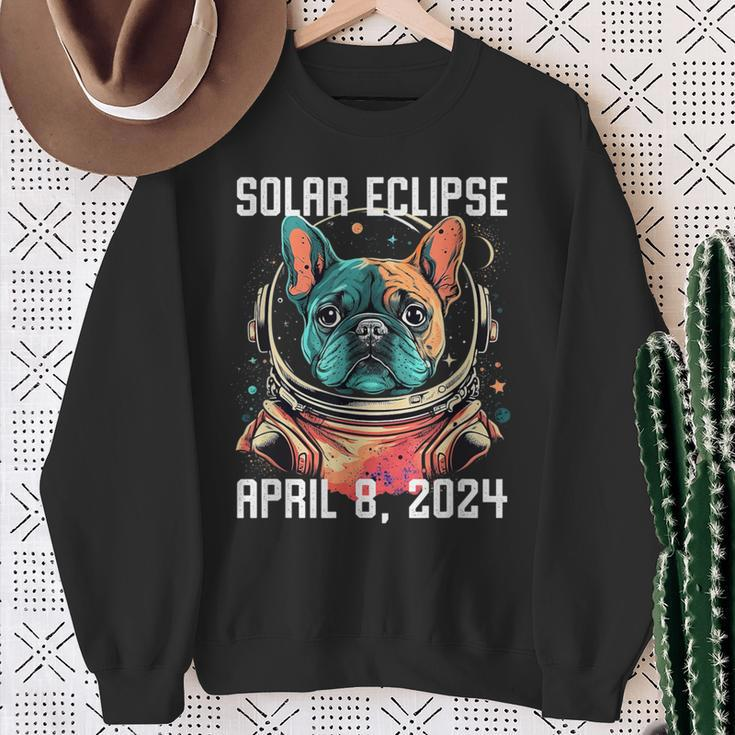 Total Solar Eclipse April 8 2024 French Bulldog Sweatshirt Gifts for Old Women