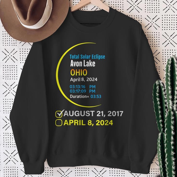 Total Solar Eclipse April 8 2024 Ohio Avon Lake Sweatshirt Gifts for Old Women