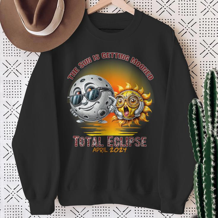 Total Solar Eclipse Chase April 2024 Sun Is Getting Mooned Sweatshirt Gifts for Old Women
