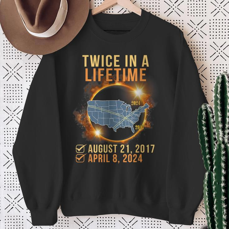 Total Solar Eclipse Clothing Twice In Lifetime April 8 2024 Sweatshirt Gifts for Old Women