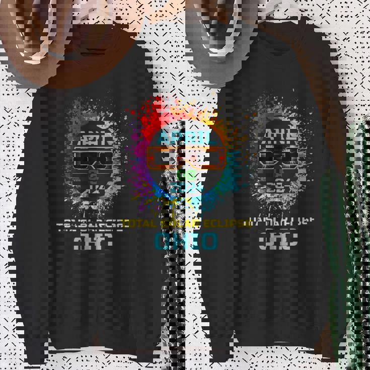 Total Solar Eclipse Ohio 2024 Colorful Eclipse 040824 Sweatshirt Gifts for Old Women