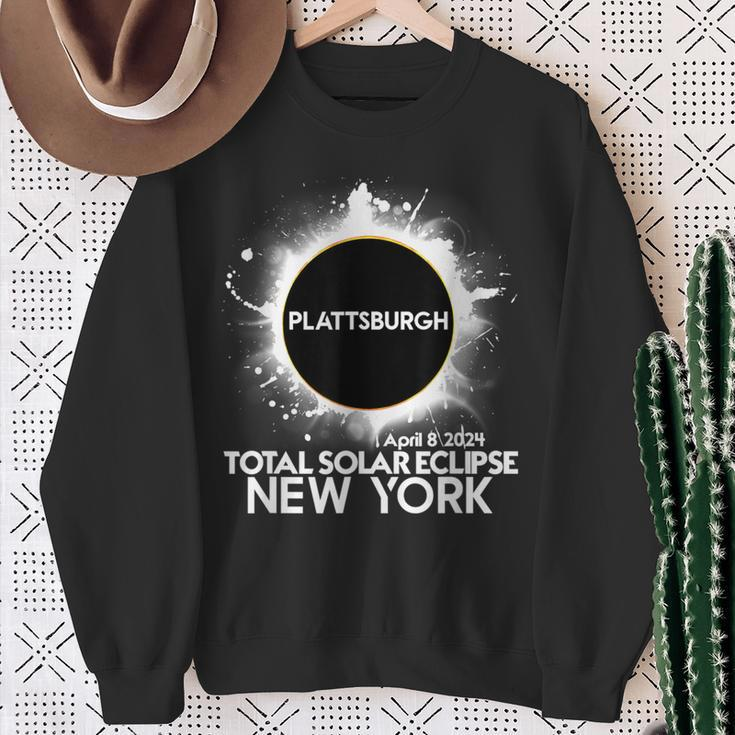 Total Solar Eclipse Plattsburgh New York 2024 Totality Sweatshirt Gifts for Old Women