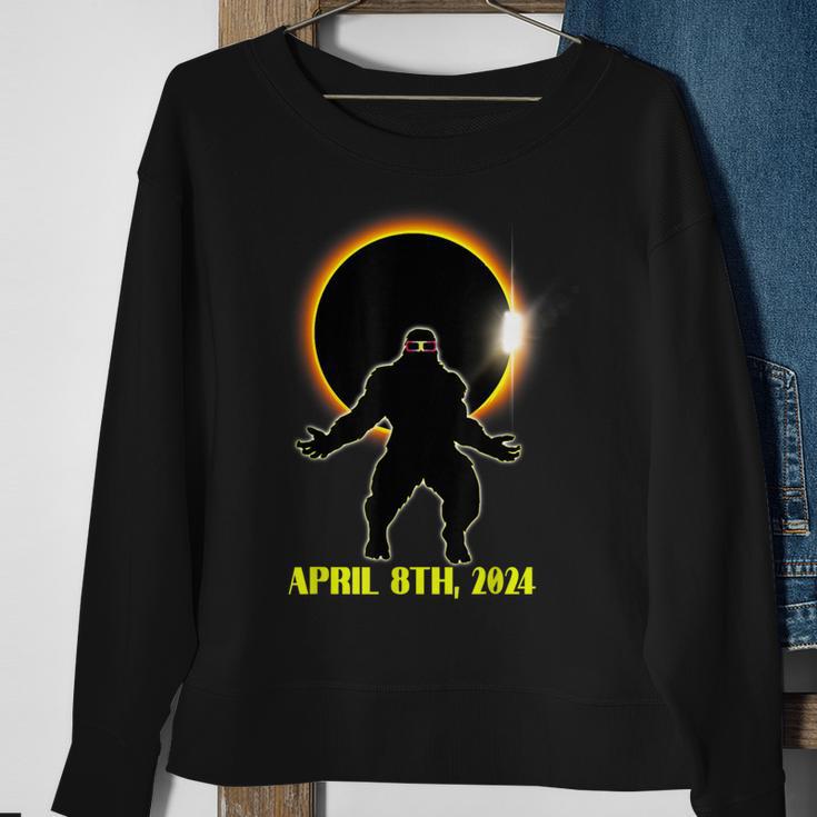 Total Solar Eclipse Sasquatch Wearing Solar Eclipse Glasses Sweatshirt Gifts for Old Women