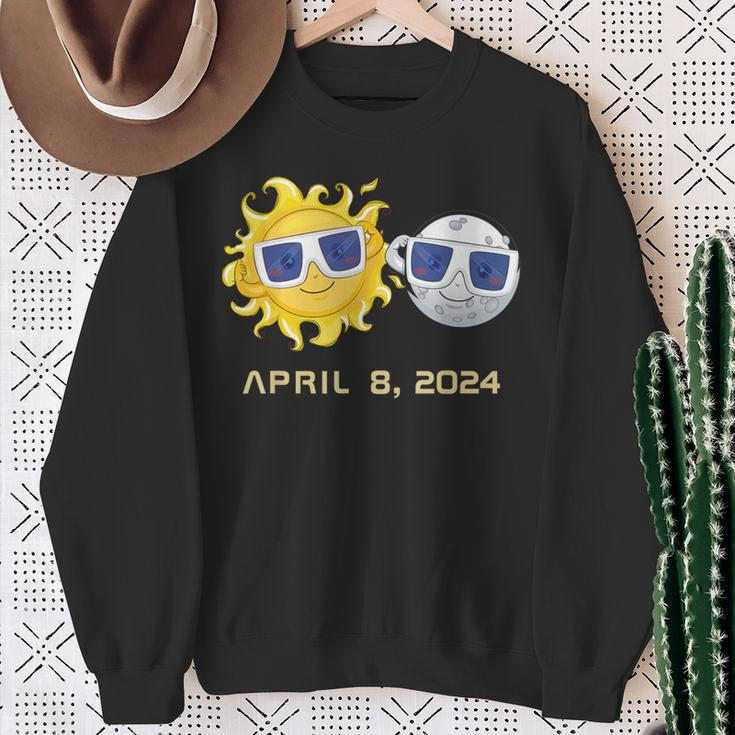 Total Solar Eclipse Sun And Moon 8 April 2024 Sweatshirt Gifts for Old Women