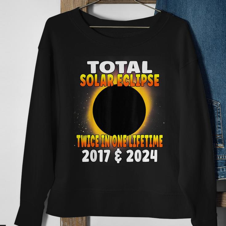 Total Solar Eclipse Twice In One Lifetime 2017 & 2024 Cosmic Sweatshirt Gifts for Old Women