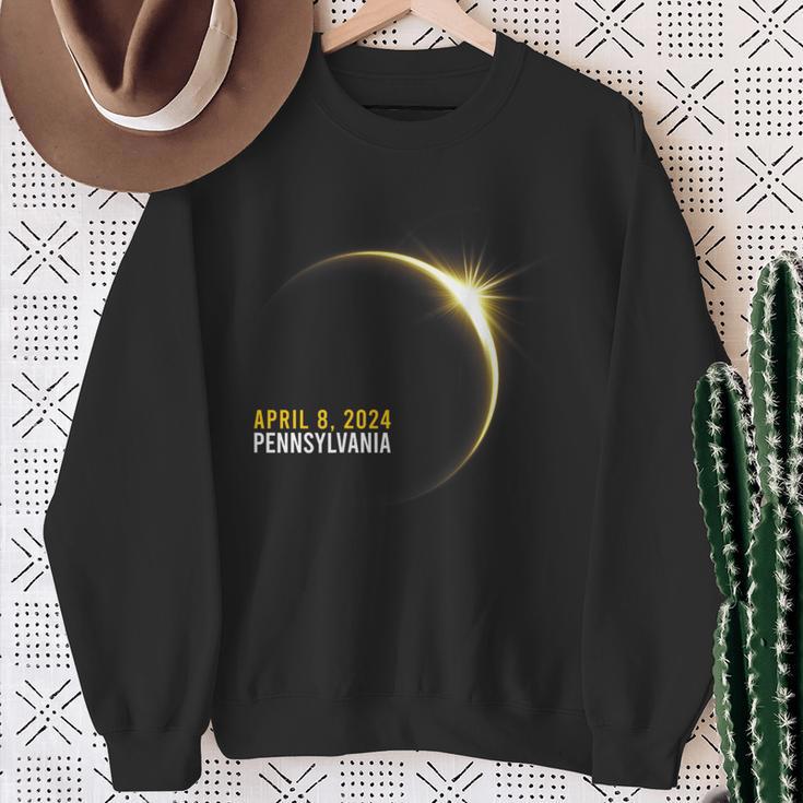 Totality 04 08 24 Total Solar Eclipse 2024 Pennsylvania Sweatshirt Gifts for Old Women