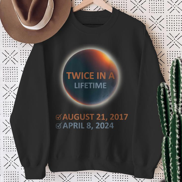 Totality 24 Twice In A Lifetime Total Solar Eclipse 2024 Sweatshirt Gifts for Old Women