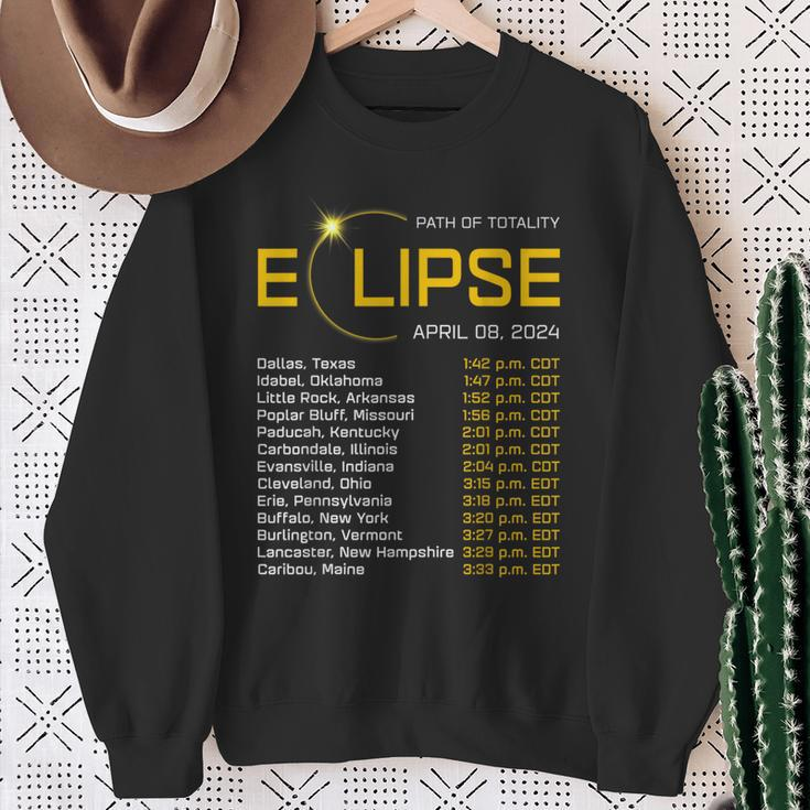 Totality Path 2024 Eclipse Map Total Eclipse Astronomy Sweatshirt Gifts for Old Women