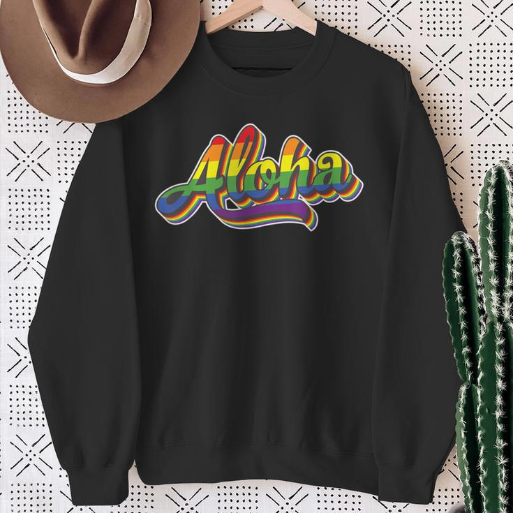 Traditional Gay Lgbtq Hawaii Aloha Beach Gay Pride Sweatshirt Gifts for Old Women