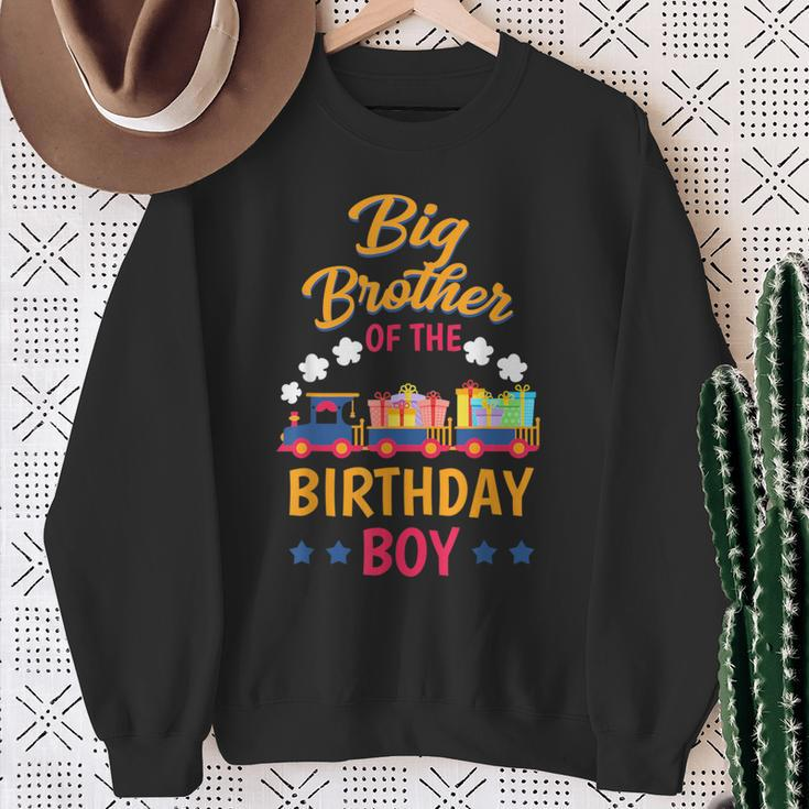 Train Bday Party Railroad Big Brother Of The Birthday Boy Sweatshirt Gifts for Old Women