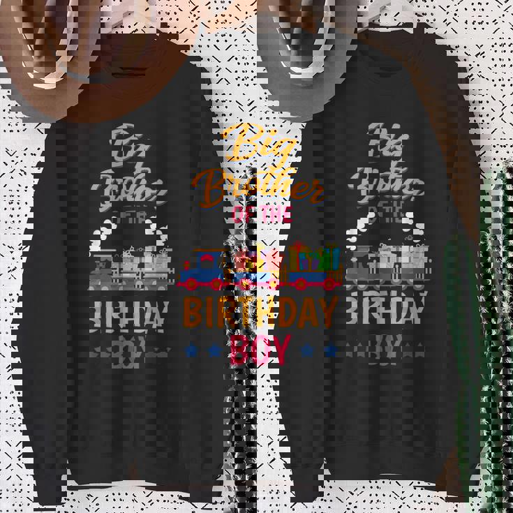 Train Bday Party Railroad Big Brother Of The Birthday Boy Sweatshirt Gifts for Old Women