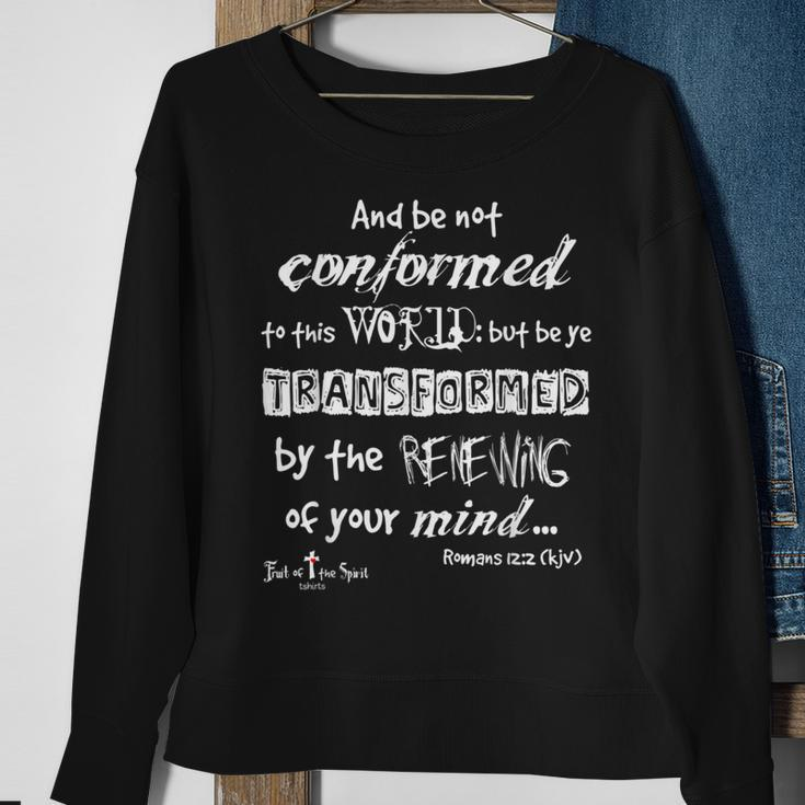 Transformed By Renewing Of Your Mind Romans 122 Christian Sweatshirt Gifts for Old Women