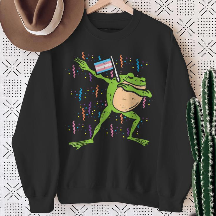 Transgender Flag Frog Dab Lgbt Trans Pride Stuff Animal Sweatshirt Gifts for Old Women
