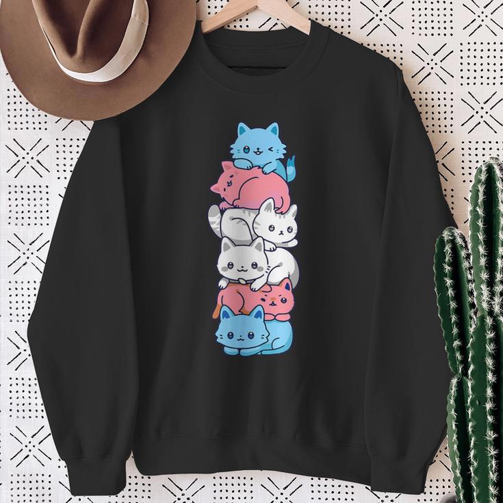 Transgender Pride Cat Lgbt Trans Flag Cute Cats Sweatshirt Geschenke für alte Frauen