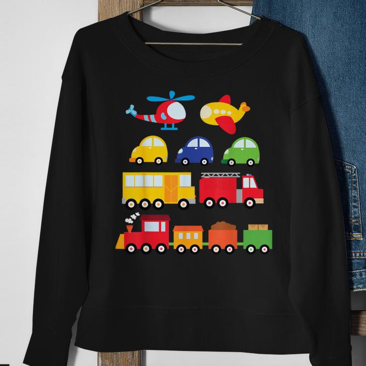 Transportation Trucks Cars Trains Planes Helicopters Toddler Sweatshirt Gifts for Old Women