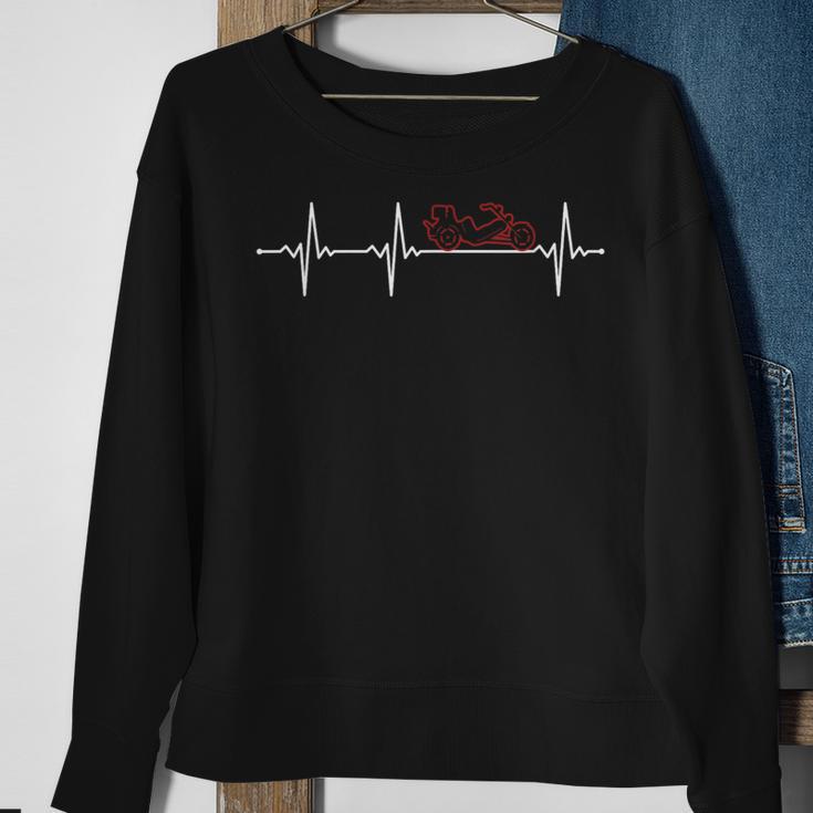 Trike Heartbeat Three-Wheeled Motorcycle Motorbike Trike Sweatshirt Gifts for Old Women