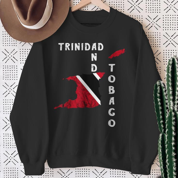 Trinidad And Tobago Map Pride Trinidadian Roots Flag Sweatshirt Gifts for Old Women