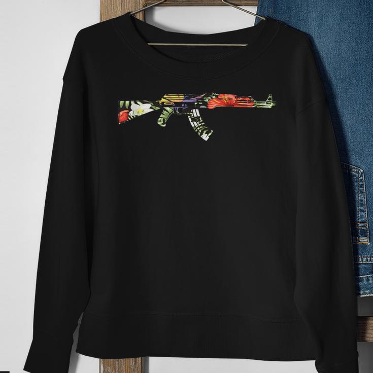 Tropical Gun Lover Firearm Beach Cute Hawaiian Aloha Ak-47 Sweatshirt Gifts for Old Women