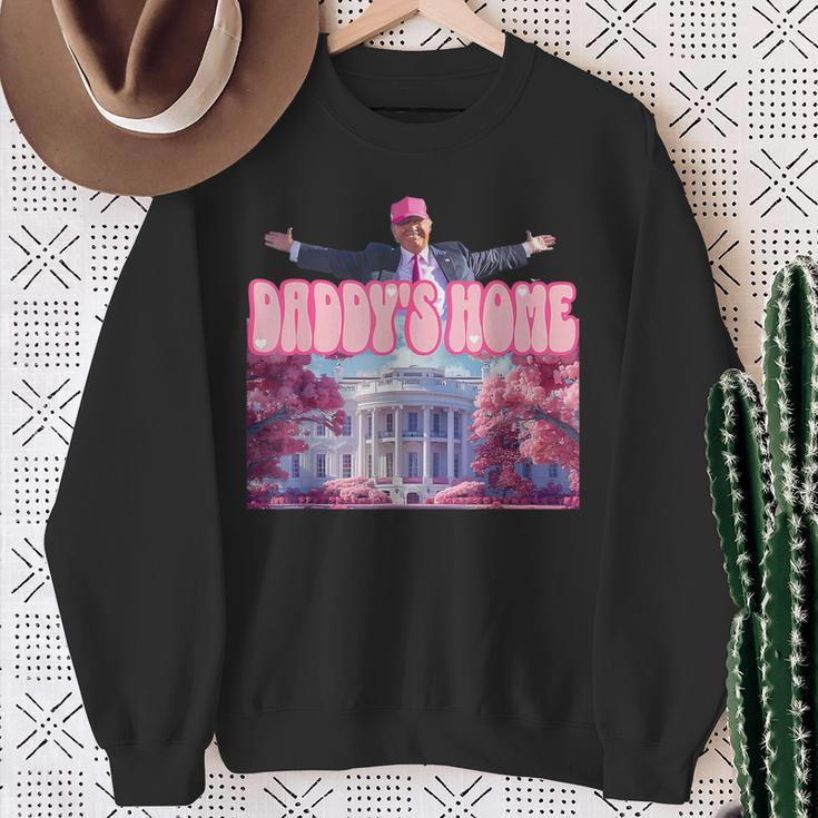 Trump 2024 Take America Back Daddy's Home Trump Pink 2024 Sweatshirt Gifts for Old Women