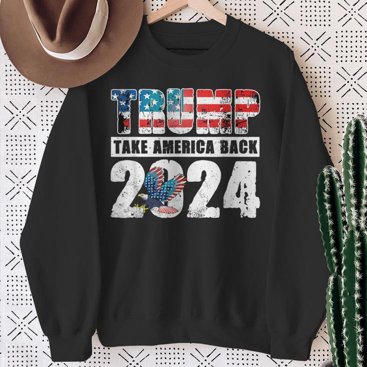 Trump 2024 Flag Take America Back 4Th Of July Trump 2024 Sweatshirt Gifts for Old Women