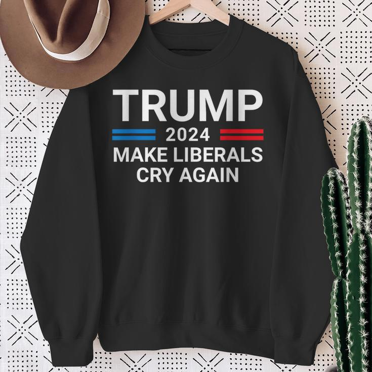 Trump 2024 Make Liberals Cry Again American Flag Sweatshirt Gifts for Old Women