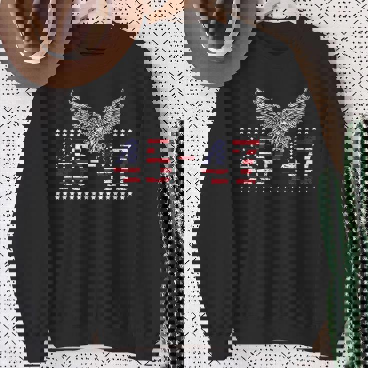 Trump 2024 President 45 And 47 American Flag Trump 2024 Sweatshirt Gifts for Old Women