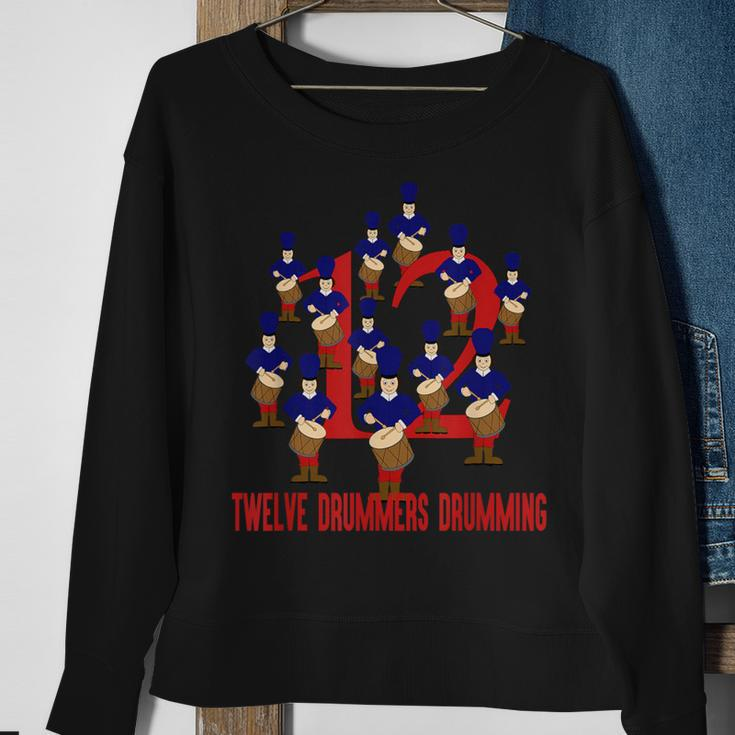 Twelve Drummers Drumming Song 12 Days Christmas Sweatshirt Gifts for Old Women