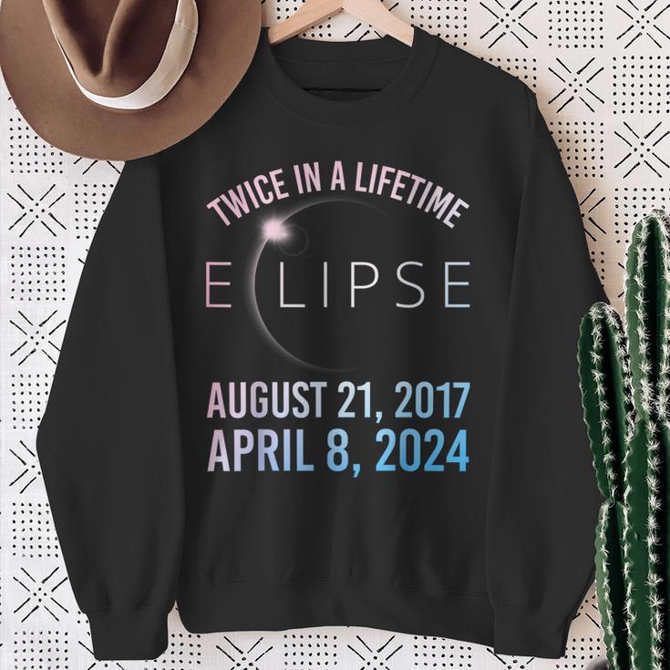 Twice In A Lifetime Solar Eclipse 2024 Total Eclipse Sweatshirt Gifts for Old Women