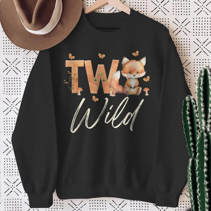 Two Wild Fox Woodland Animal 2Nd Birthday 2 Year Old Sweatshirt Gifts for Old Women