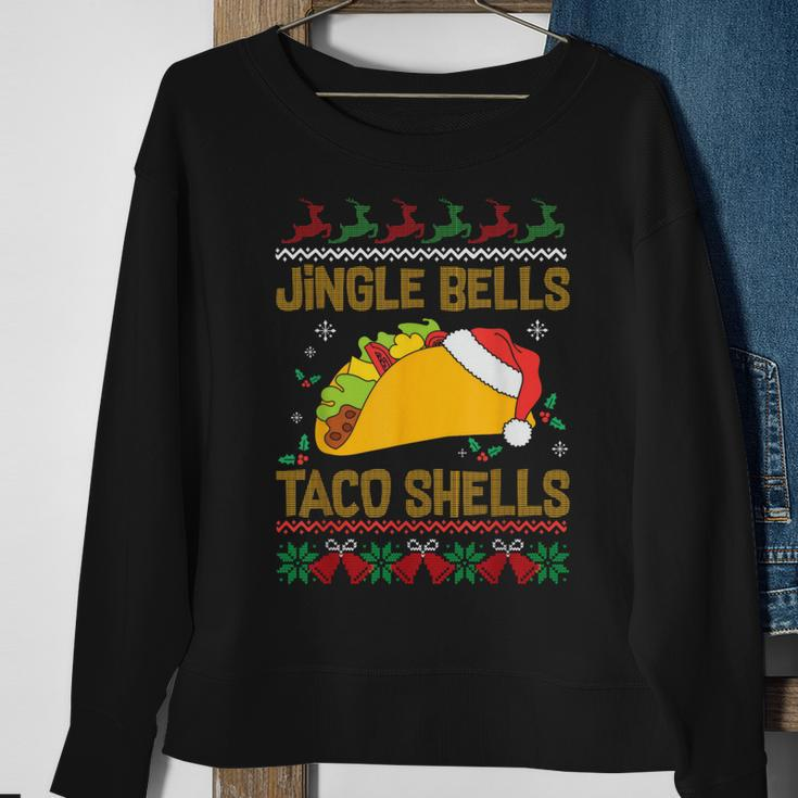 Ugly Christmas Fast Food Joke Jingle Bells Taco Shells Sweatshirt Gifts for Old Women