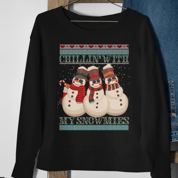 Ugly Christmas Snowman Chillin' With My Snowmies Sweatshirt Gifts for Old Women