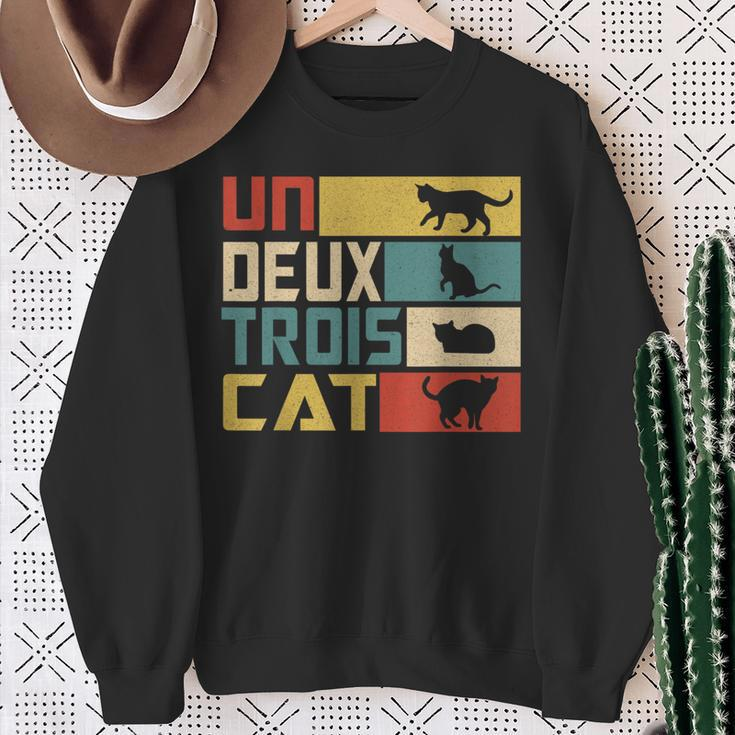 Un Deux Trois Cat French Word Game Cat Sweatshirt Geschenke für alte Frauen