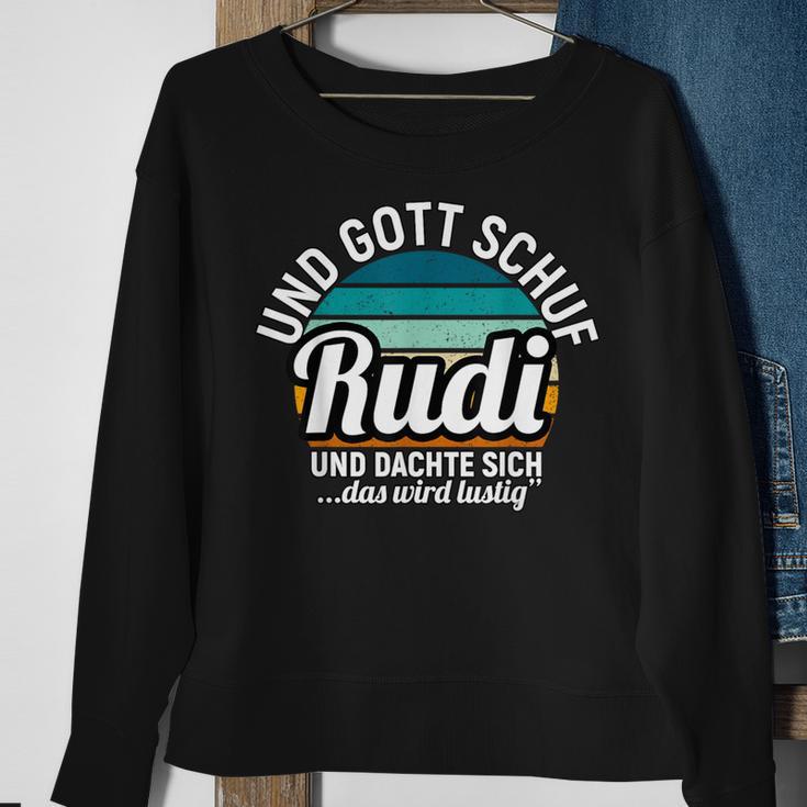 Und Gott Schuf Rudi Sweatshirt, Cooles Spruch-Sweatshirt in Schwarz Geschenke für alte Frauen