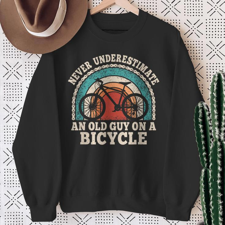 Never Underestimate An Old Guy On A Bicycle Cycling Bike Sweatshirt Gifts for Old Women