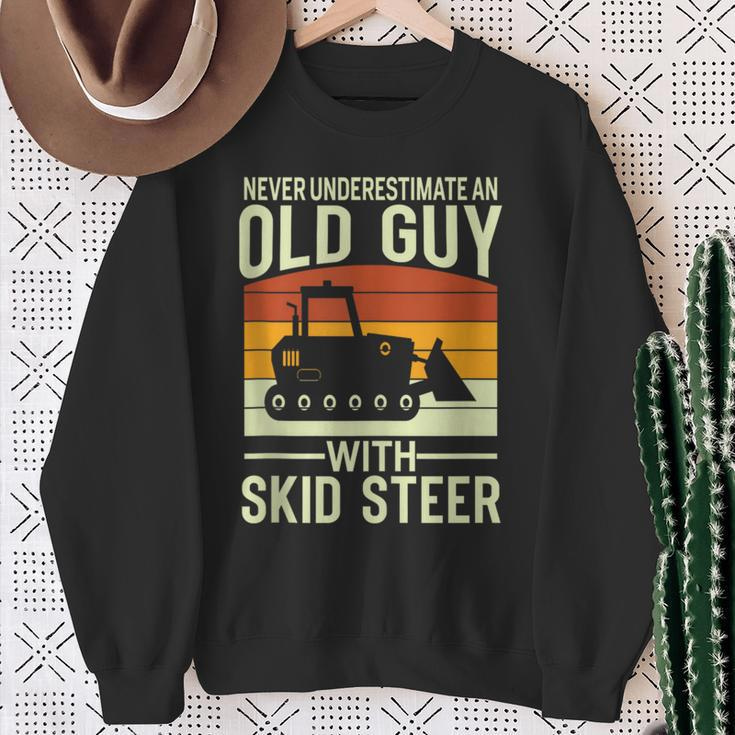 Never Underestimate Old Guy With A Skid Sr Construction Sweatshirt Gifts for Old Women