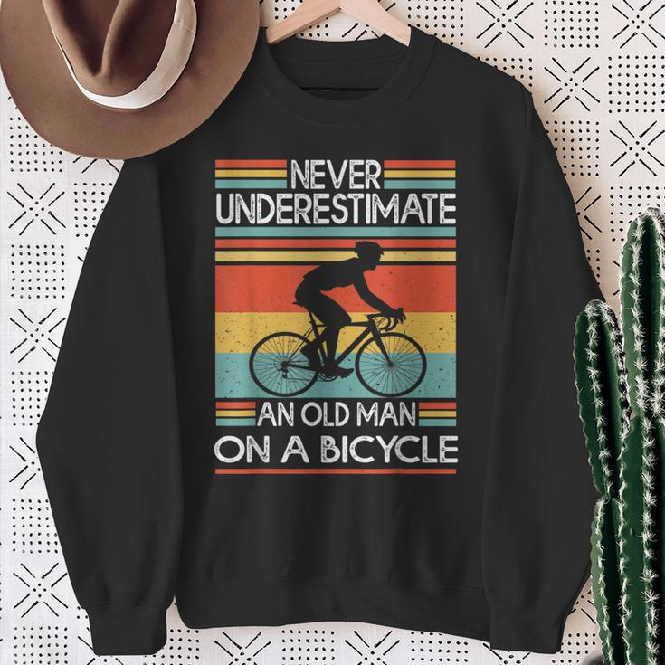 Never Underestimate An Old Man On A Bicycle Bike Sweatshirt Gifts for Old Women