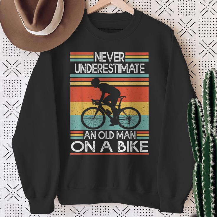 Never Underestimate An Old Man On A Bike Cycling Sweatshirt Gifts for Old Women