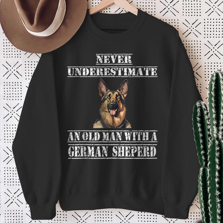 Never Underestimate An Old Man With A German Sheperd Sweatshirt Gifts for Old Women
