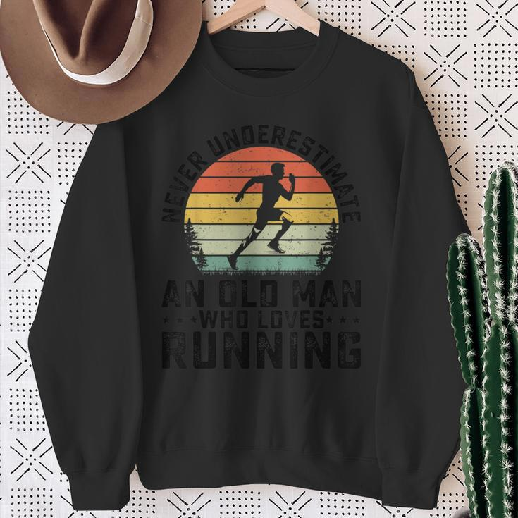 Never Underestimate An Old Man Who Loves Running Runner Sweatshirt Gifts for Old Women