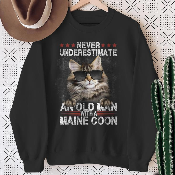 Never Underestimate An Old Man With A Maine Coon Cat Lovers Sweatshirt Gifts for Old Women