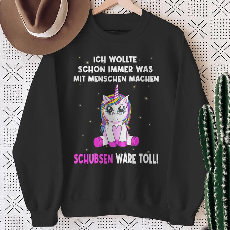 Unicorn Ich Wollte Schon Immer Was Mit Menschen Machen Sweatshirt Geschenke für alte Frauen