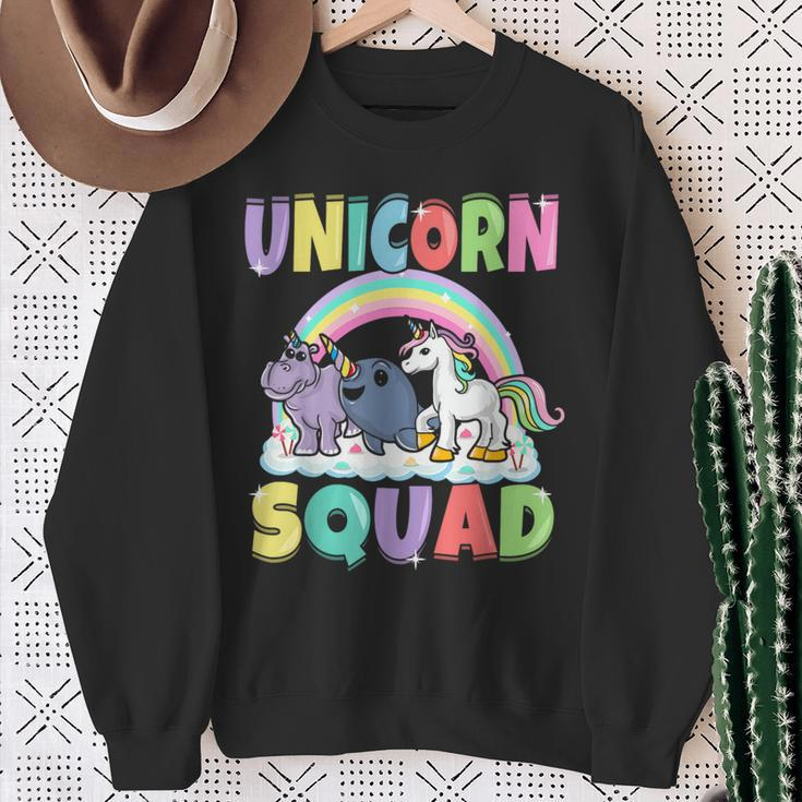 Unicorn Squad Rhino Narwhal Magical Creatures Cute Girly Sweatshirt Gifts for Old Women