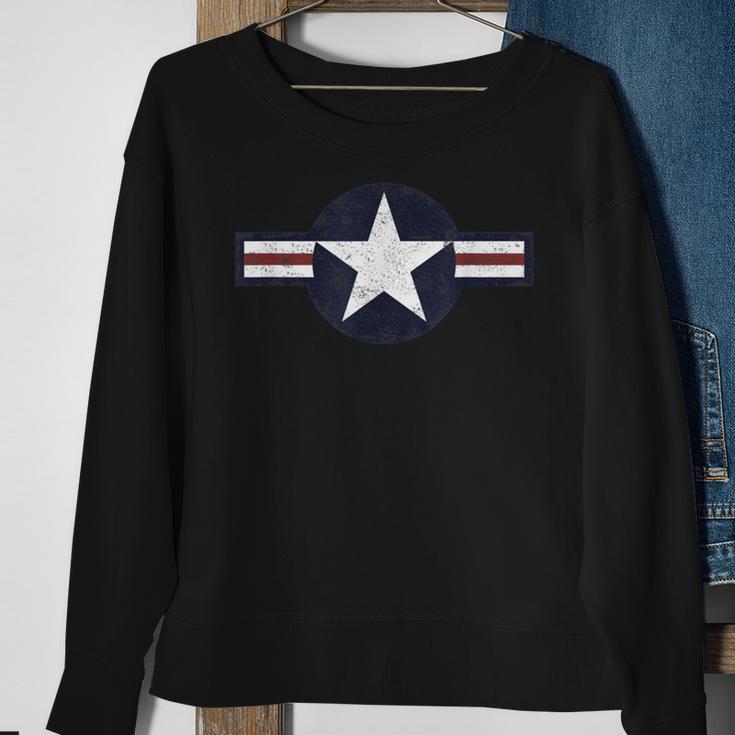 Us Airforce Star Roundel Distressed Veteran Sweatshirt Gifts for Old Women